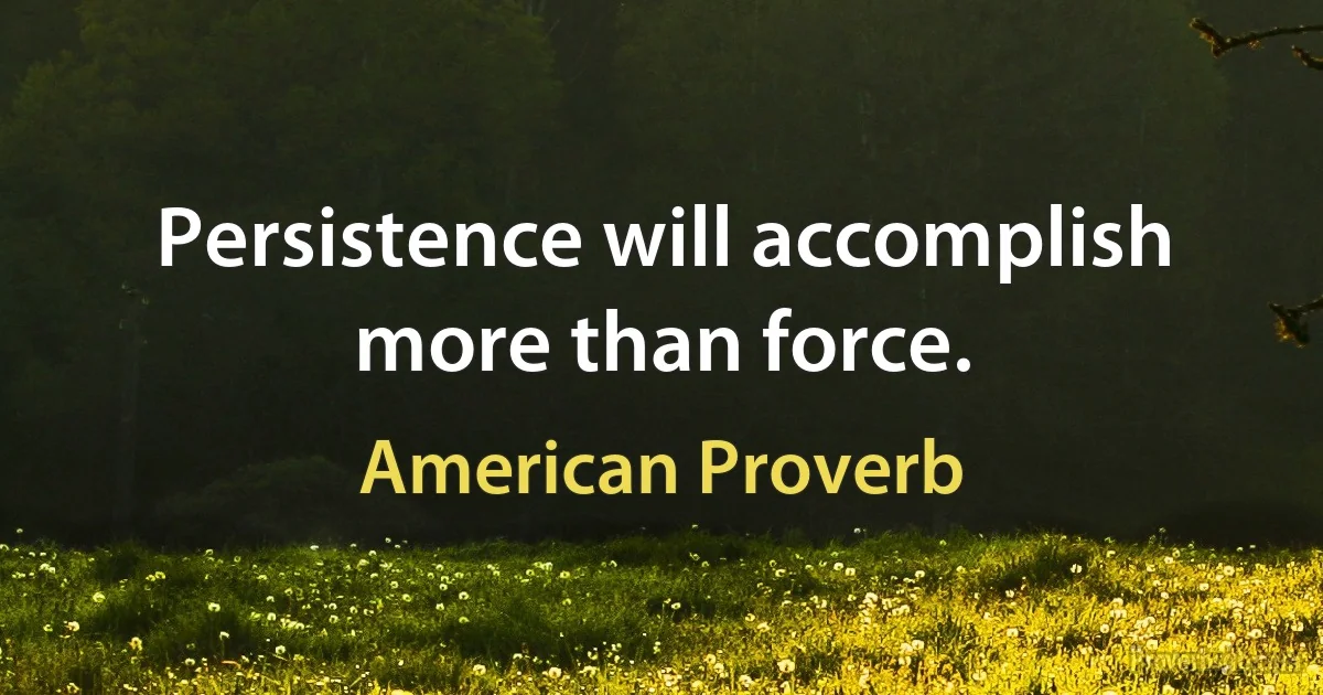 Persistence will accomplish more than force. (American Proverb)