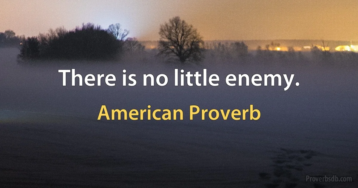 There is no little enemy. (American Proverb)