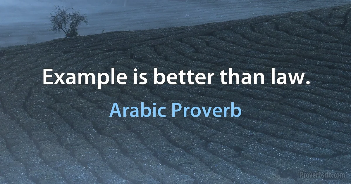 Example is better than law. (Arabic Proverb)