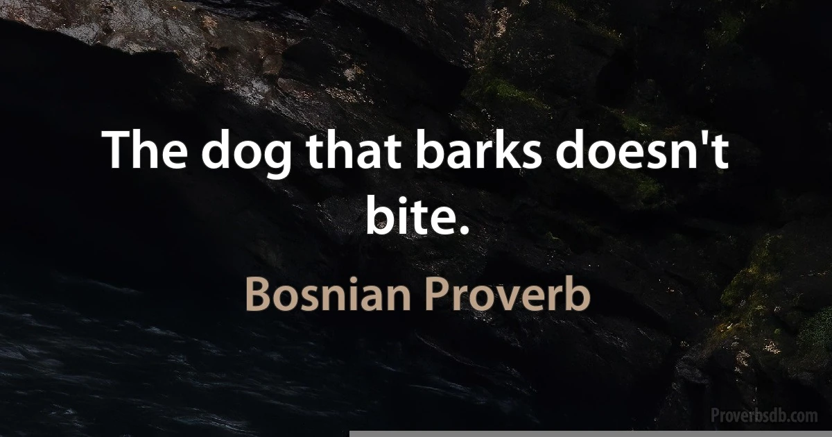 The dog that barks doesn't bite. (Bosnian Proverb)