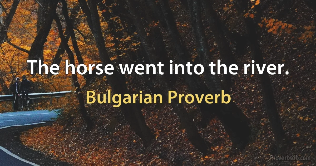 The horse went into the river. (Bulgarian Proverb)