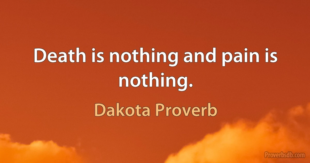 Death is nothing and pain is nothing. (Dakota Proverb)