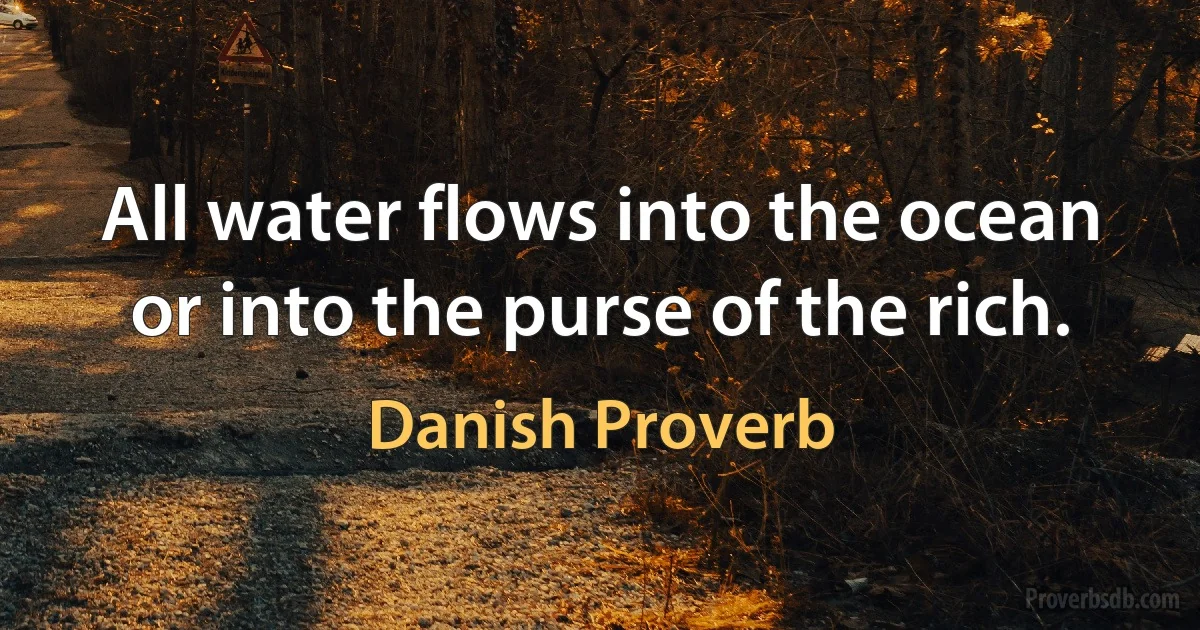 All water flows into the ocean or into the purse of the rich. (Danish Proverb)