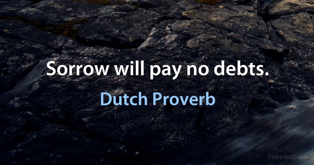 Sorrow will pay no debts. (Dutch Proverb)