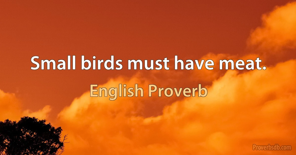 Small birds must have meat. (English Proverb)