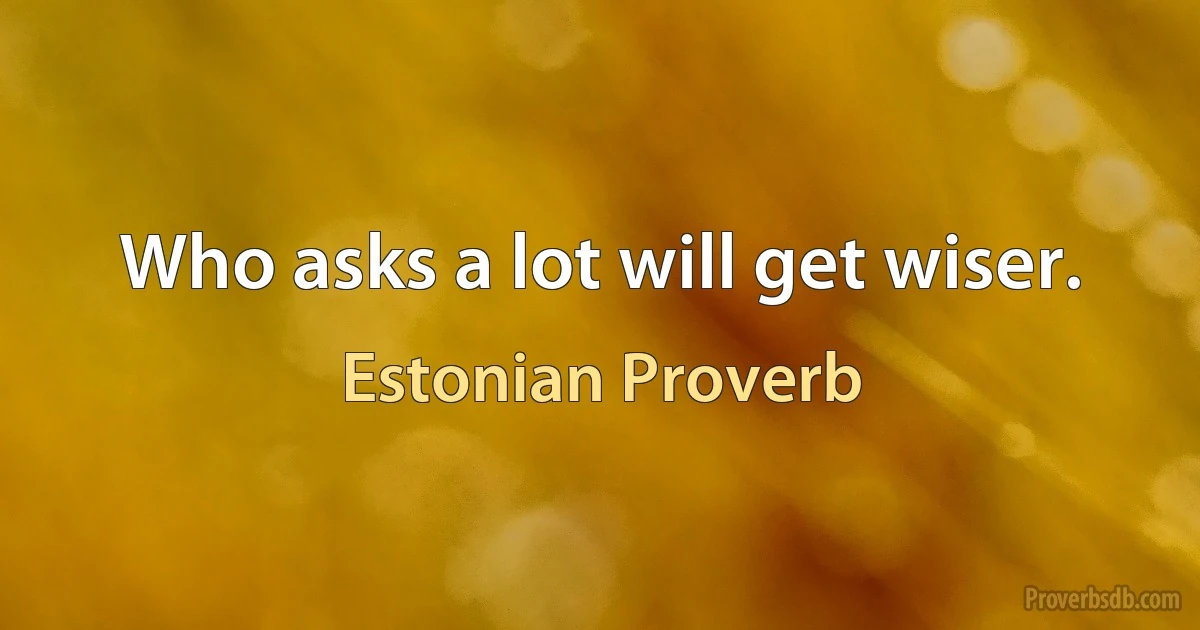 Who asks a lot will get wiser. (Estonian Proverb)