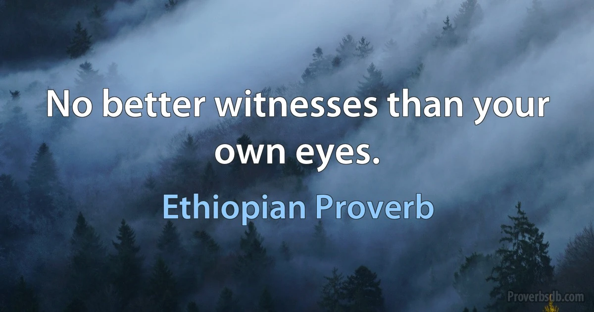 No better witnesses than your own eyes. (Ethiopian Proverb)