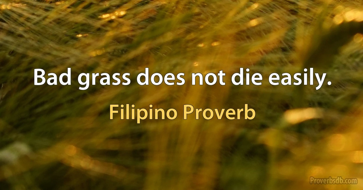 Bad grass does not die easily. (Filipino Proverb)