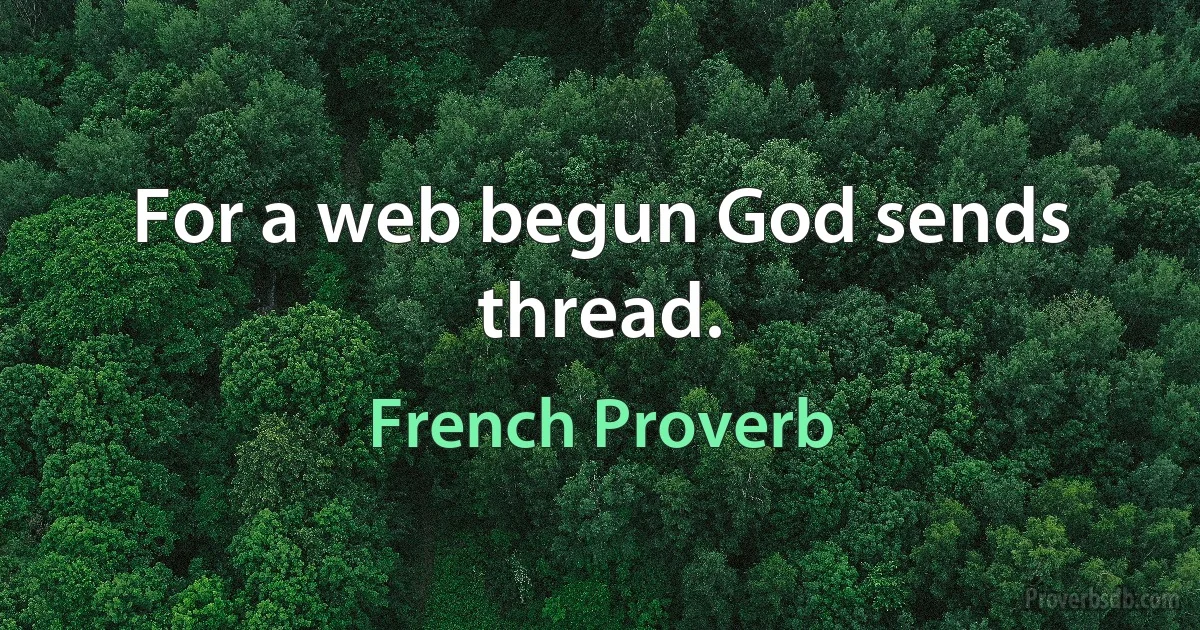 For a web begun God sends thread. (French Proverb)