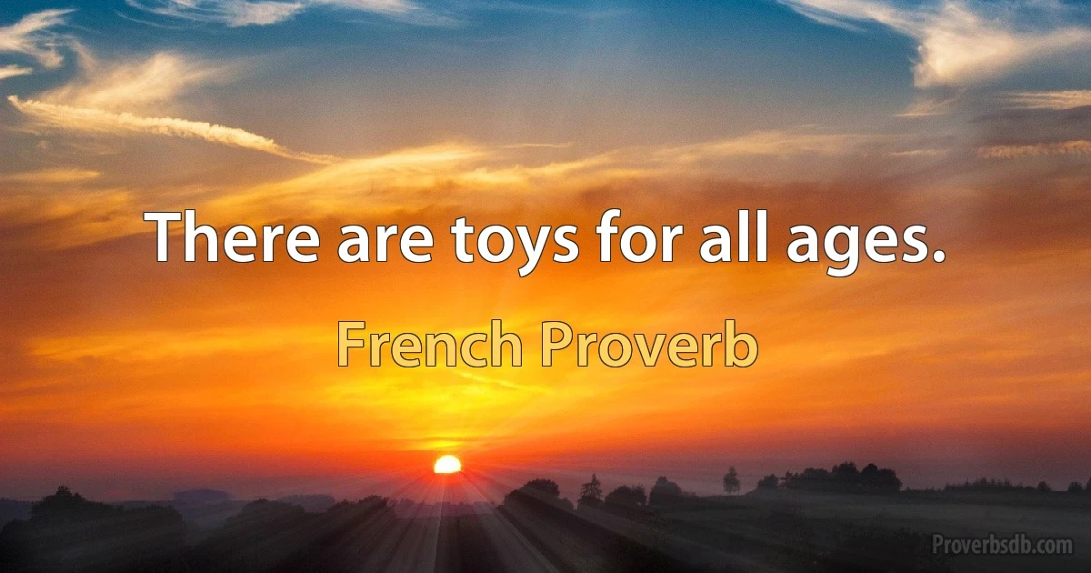 There are toys for all ages. (French Proverb)