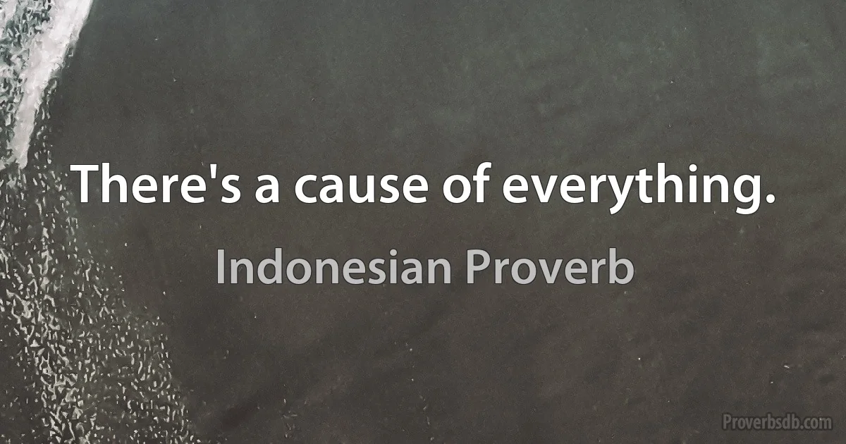 There's a cause of everything. (Indonesian Proverb)