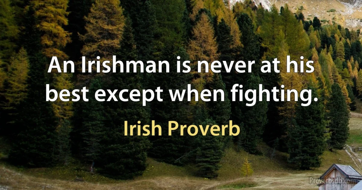 An Irishman is never at his best except when fighting. (Irish Proverb)