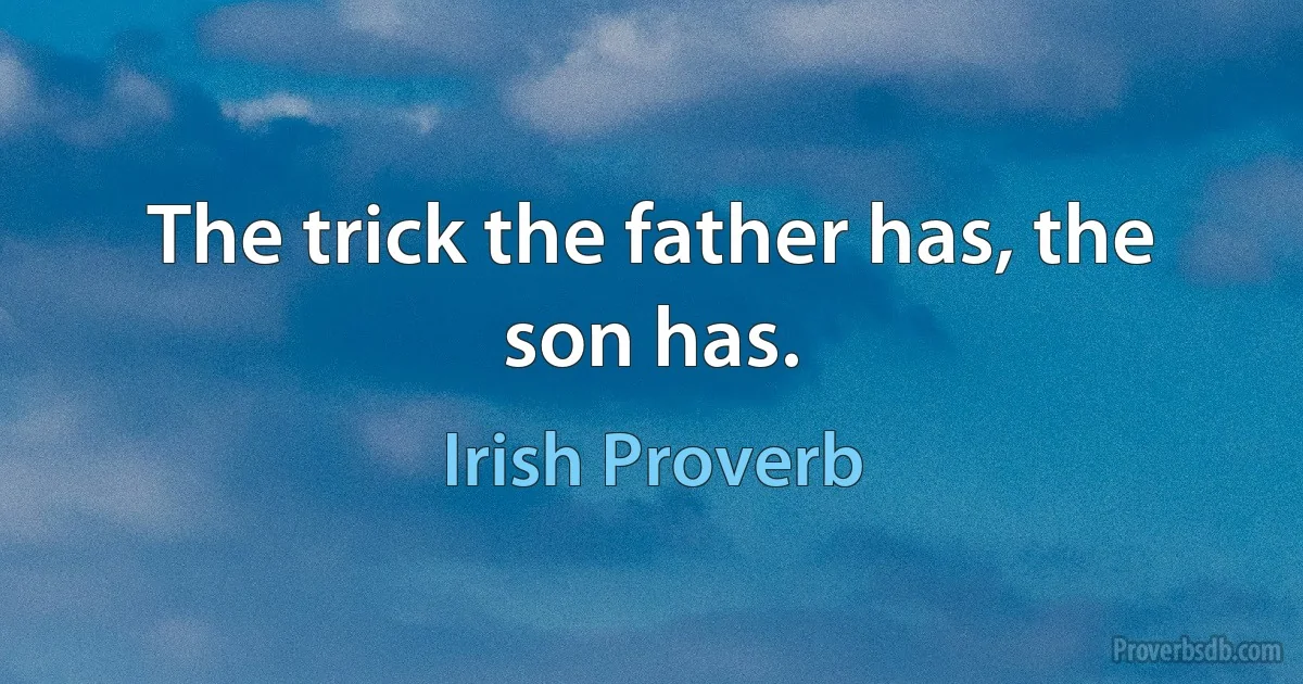 The trick the father has, the son has. (Irish Proverb)