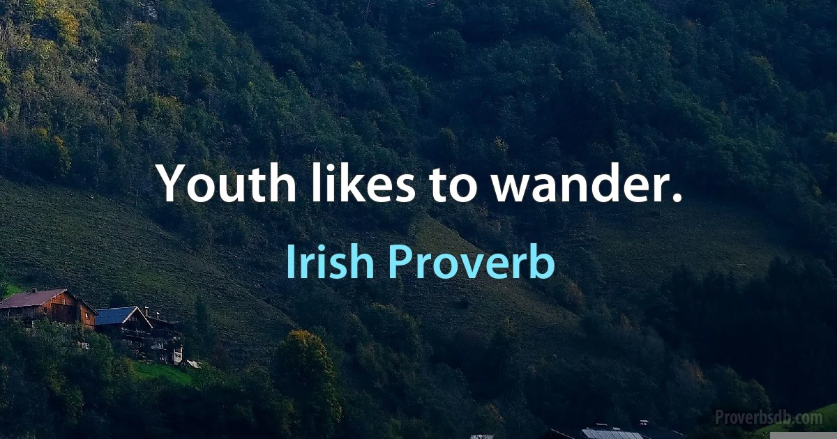 Youth likes to wander. (Irish Proverb)