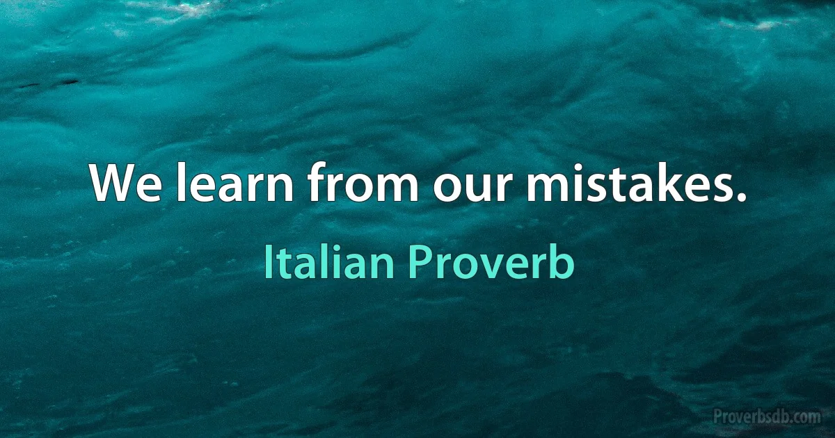 We learn from our mistakes. (Italian Proverb)