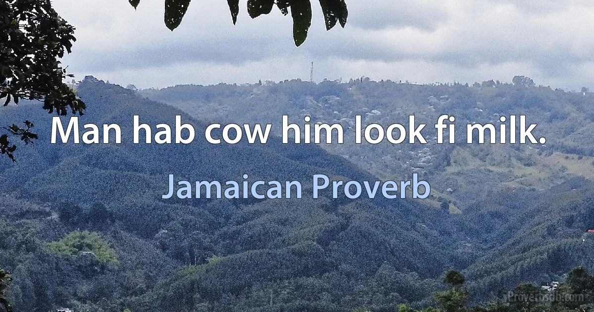 Man hab cow him look fi milk. (Jamaican Proverb)