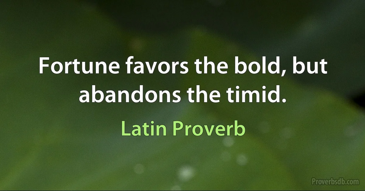 Fortune favors the bold, but abandons the timid. (Latin Proverb)