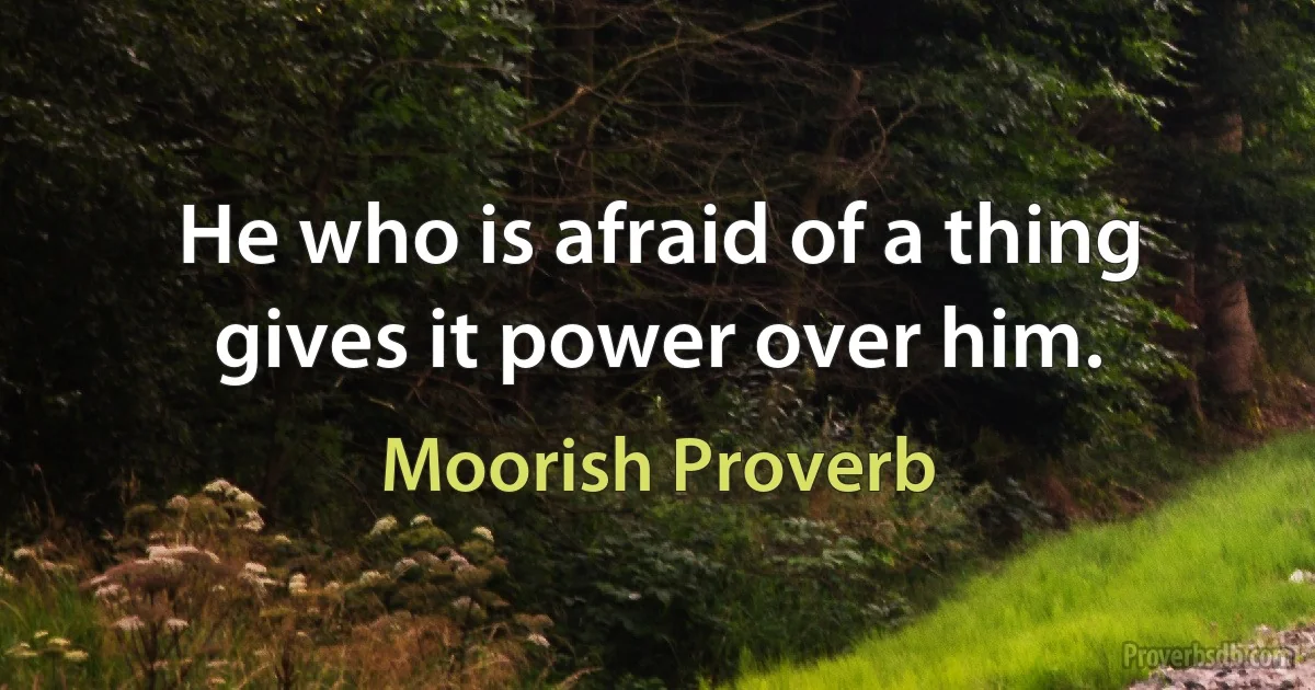 He who is afraid of a thing gives it power over him. (Moorish Proverb)