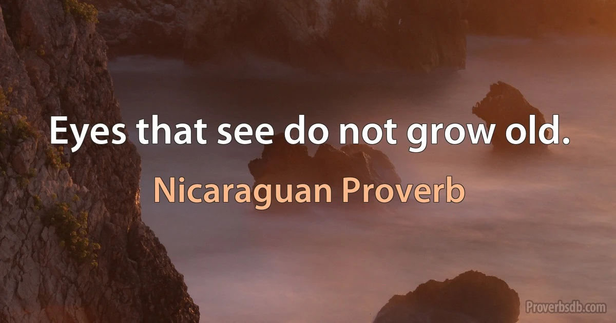 Eyes that see do not grow old. (Nicaraguan Proverb)