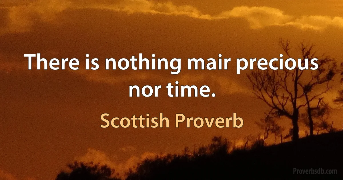 There is nothing mair precious nor time. (Scottish Proverb)