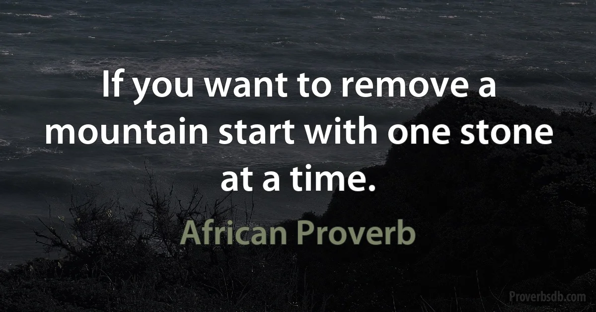 If you want to remove a mountain start with one stone at a time. (African Proverb)