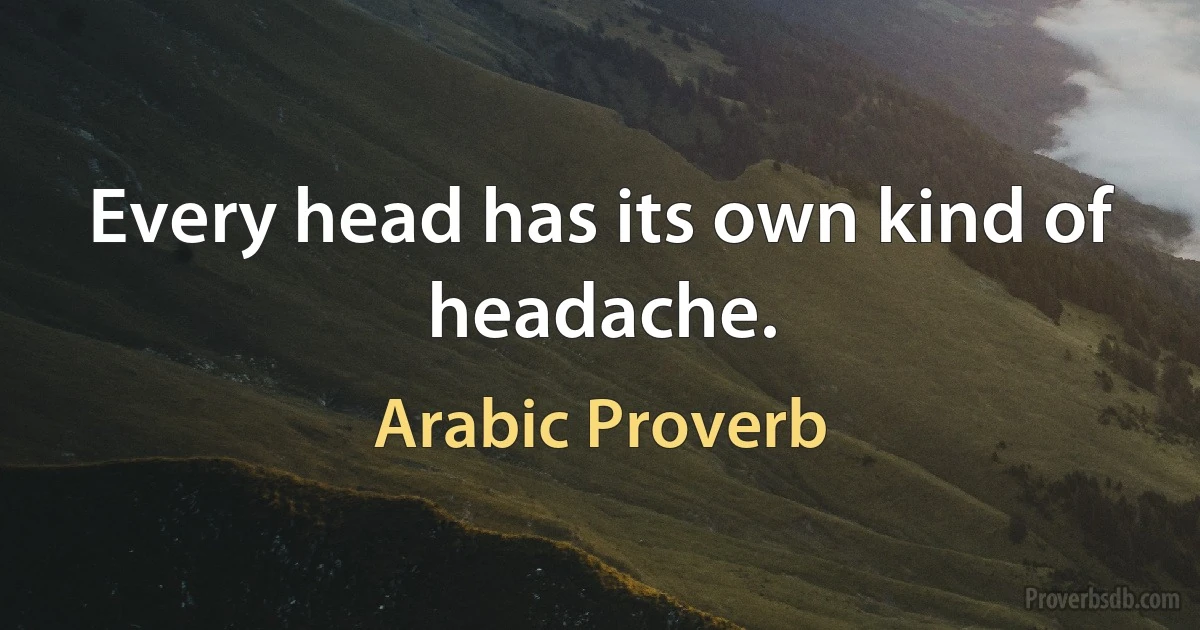 Every head has its own kind of headache. (Arabic Proverb)