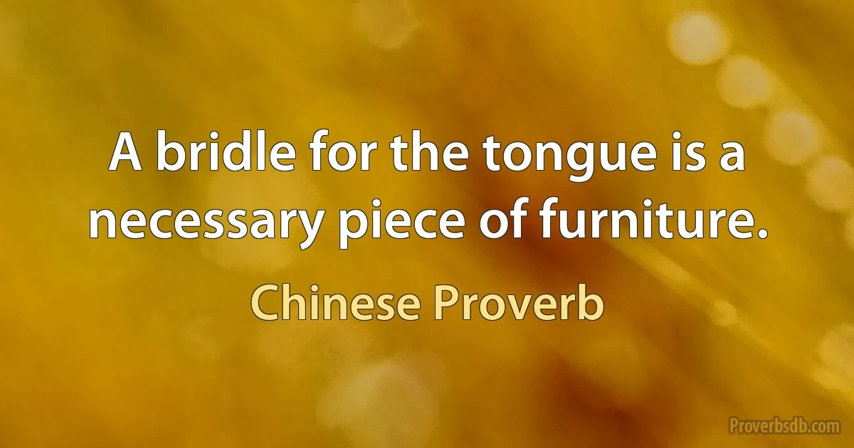 A bridle for the tongue is a necessary piece of furniture. (Chinese Proverb)