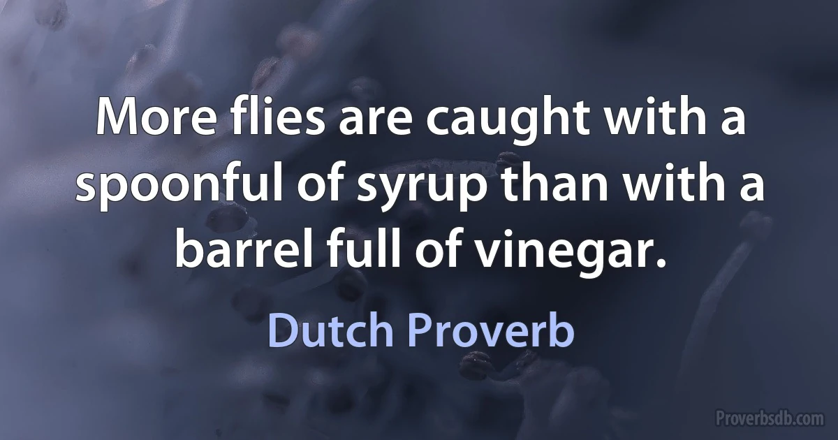 More flies are caught with a spoonful of syrup than with a barrel full of vinegar. (Dutch Proverb)