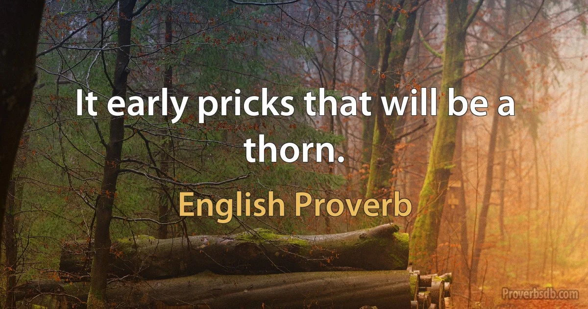 It early pricks that will be a thorn. (English Proverb)