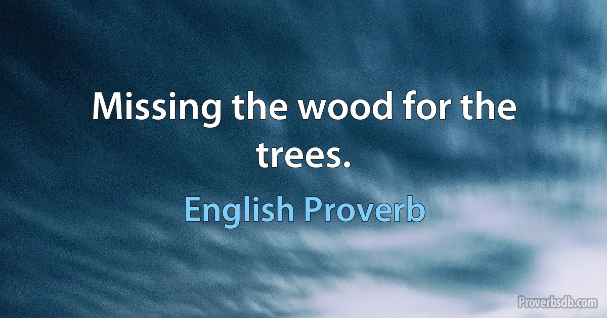 Missing the wood for the trees. (English Proverb)