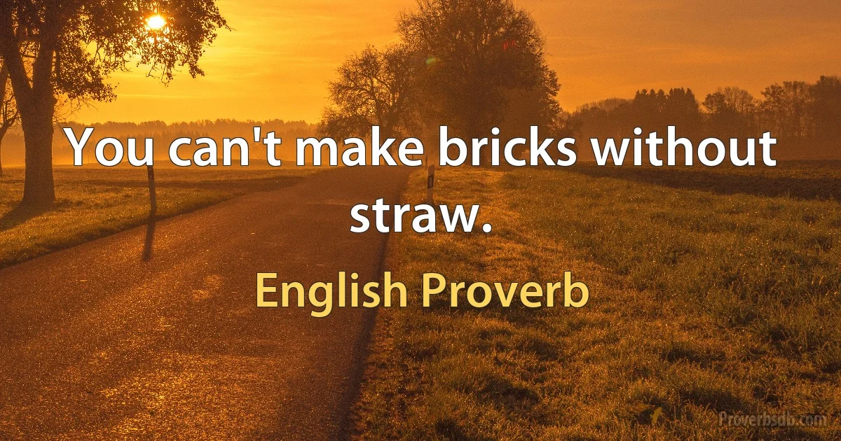 You can't make bricks without straw. (English Proverb)