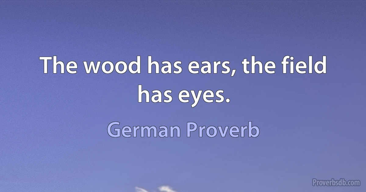 The wood has ears, the field has eyes. (German Proverb)