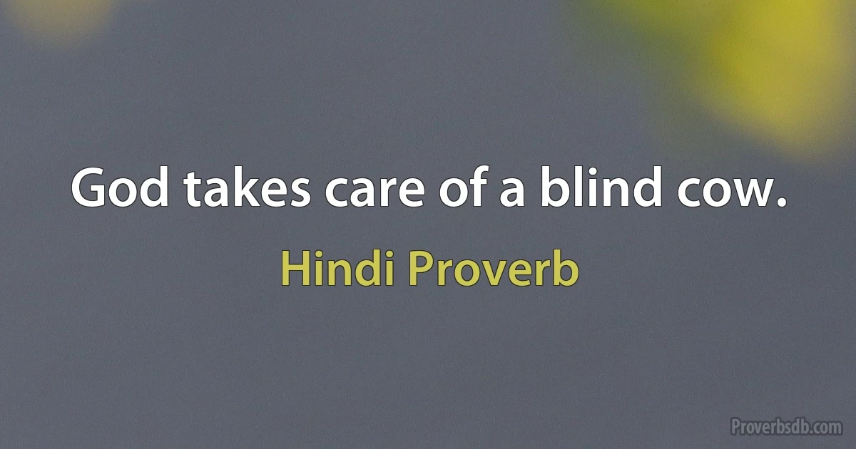 God takes care of a blind cow. (Hindi Proverb)