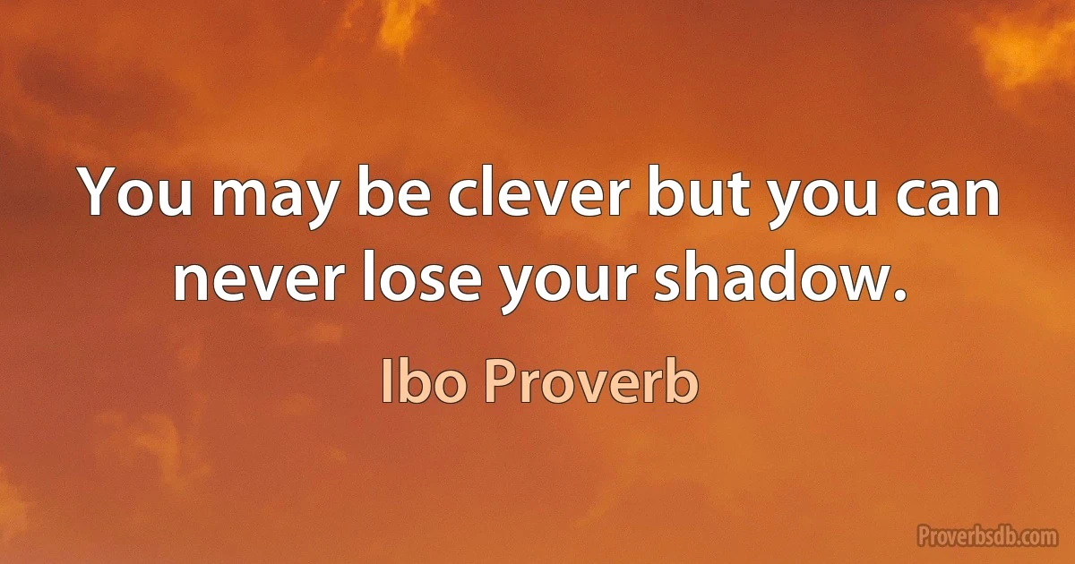 You may be clever but you can never lose your shadow. (Ibo Proverb)