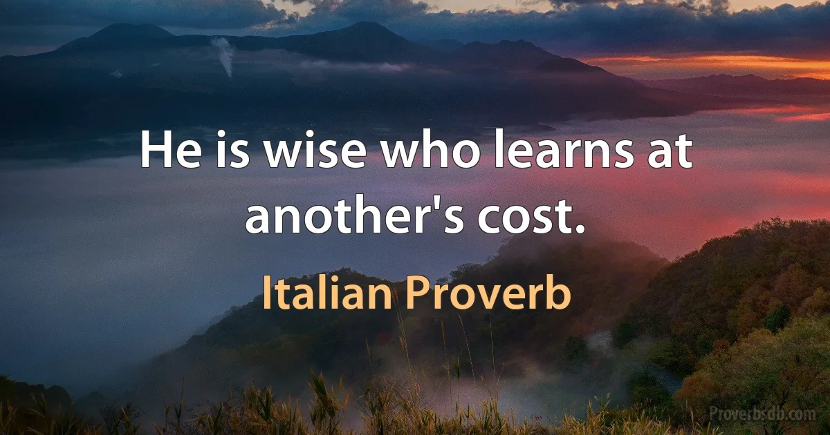 He is wise who learns at another's cost. (Italian Proverb)