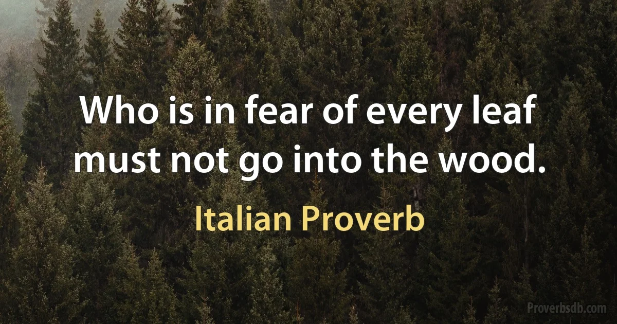 Who is in fear of every leaf must not go into the wood. (Italian Proverb)