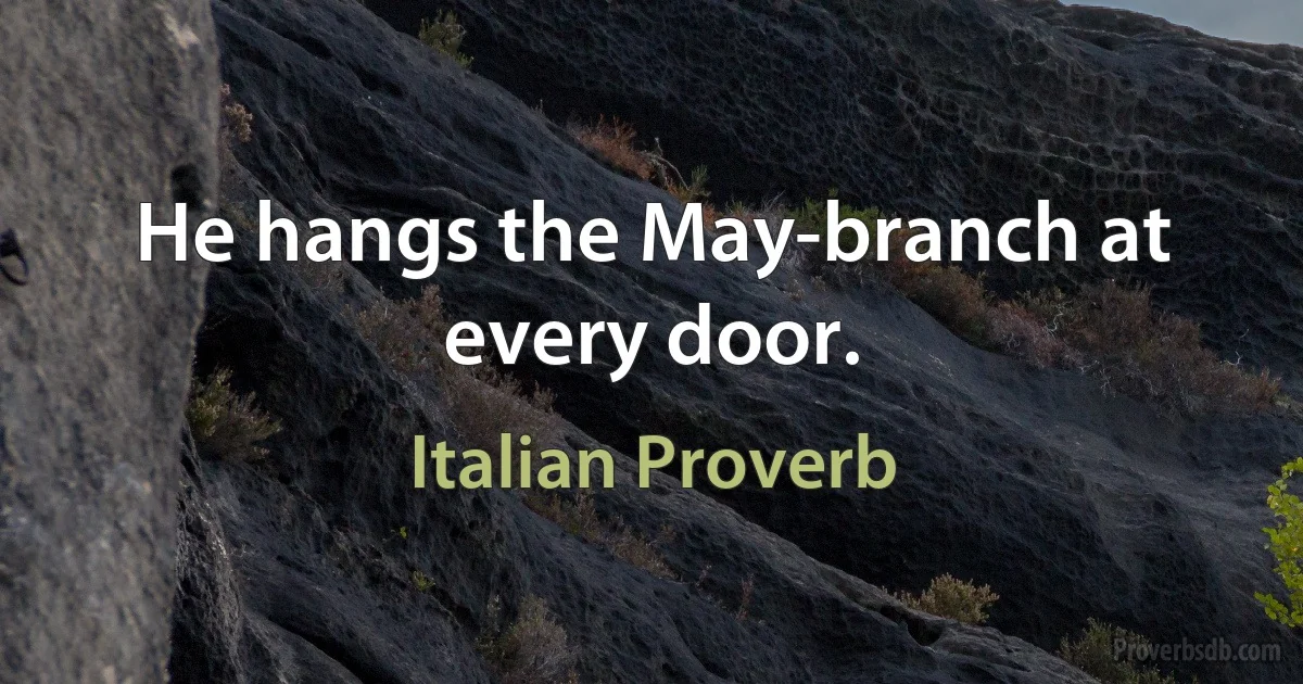 He hangs the May-branch at every door. (Italian Proverb)