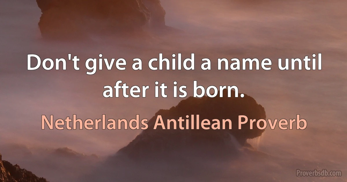 Don't give a child a name until after it is born. (Netherlands Antillean Proverb)