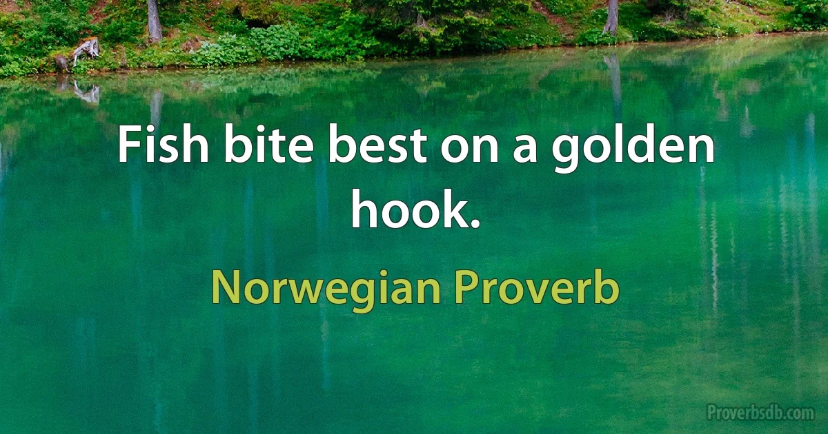 Fish bite best on a golden hook. (Norwegian Proverb)