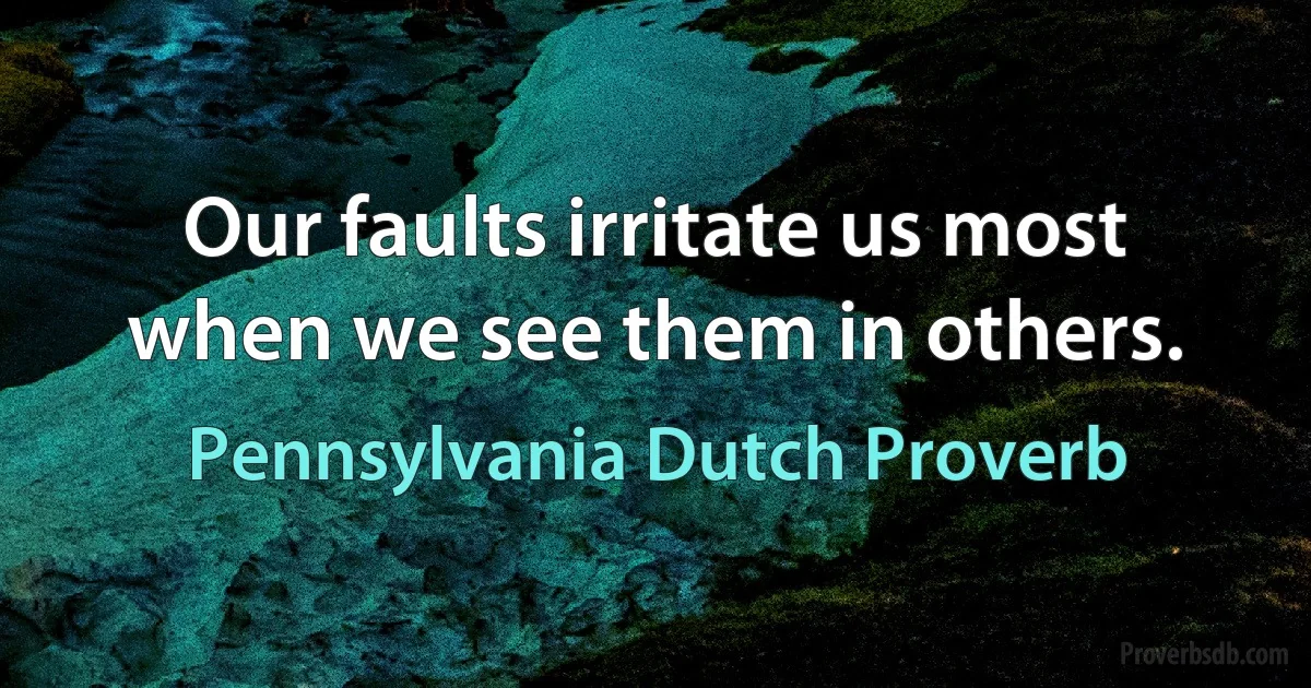 Our faults irritate us most when we see them in others. (Pennsylvania Dutch Proverb)