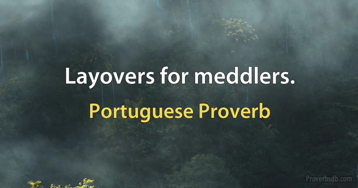 Layovers for meddlers. (Portuguese Proverb)