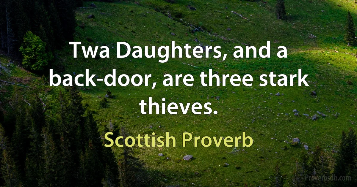 Twa Daughters, and a back-door, are three stark thieves. (Scottish Proverb)