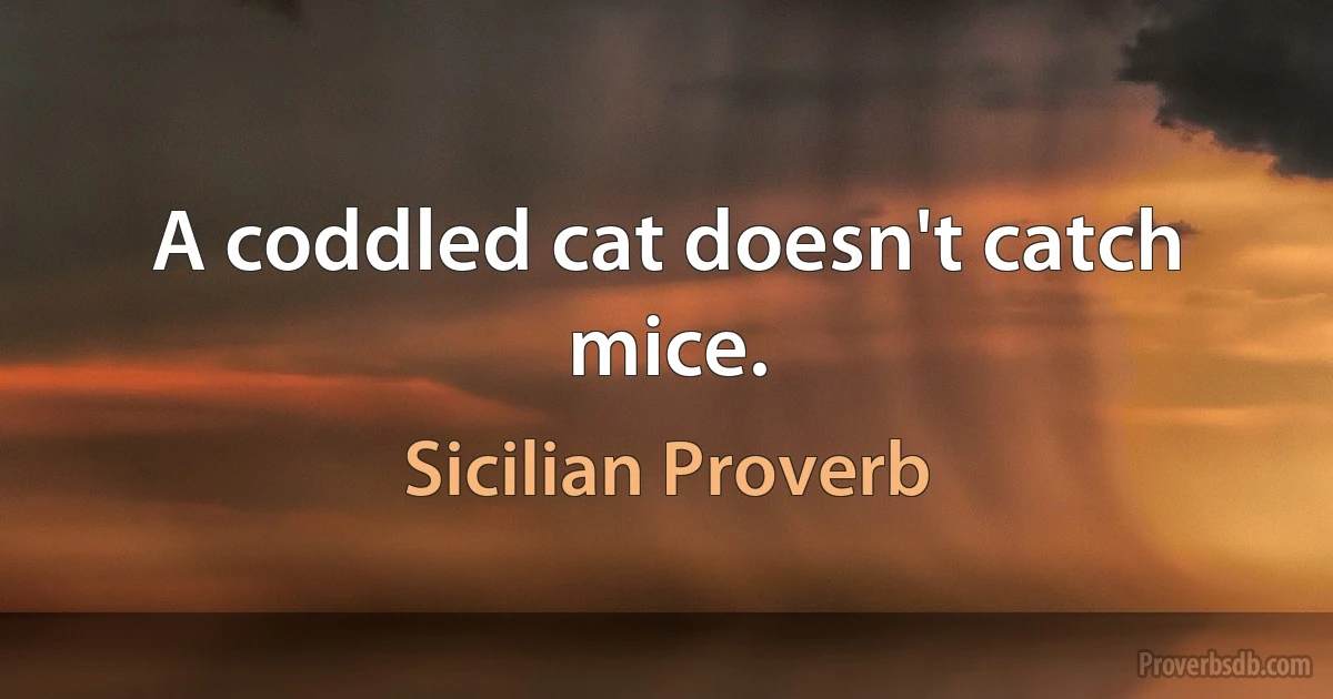 A coddled cat doesn't catch mice. (Sicilian Proverb)