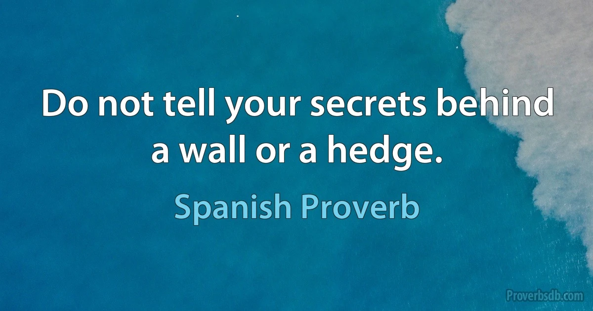 Do not tell your secrets behind a wall or a hedge. (Spanish Proverb)