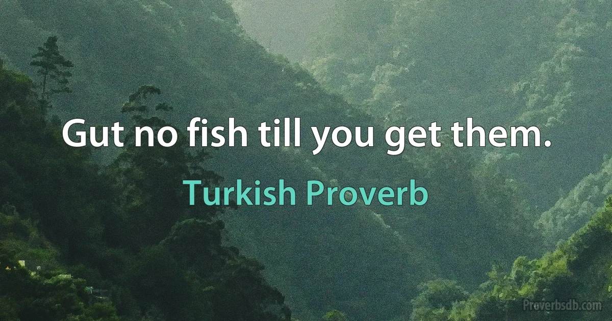 Gut no fish till you get them. (Turkish Proverb)