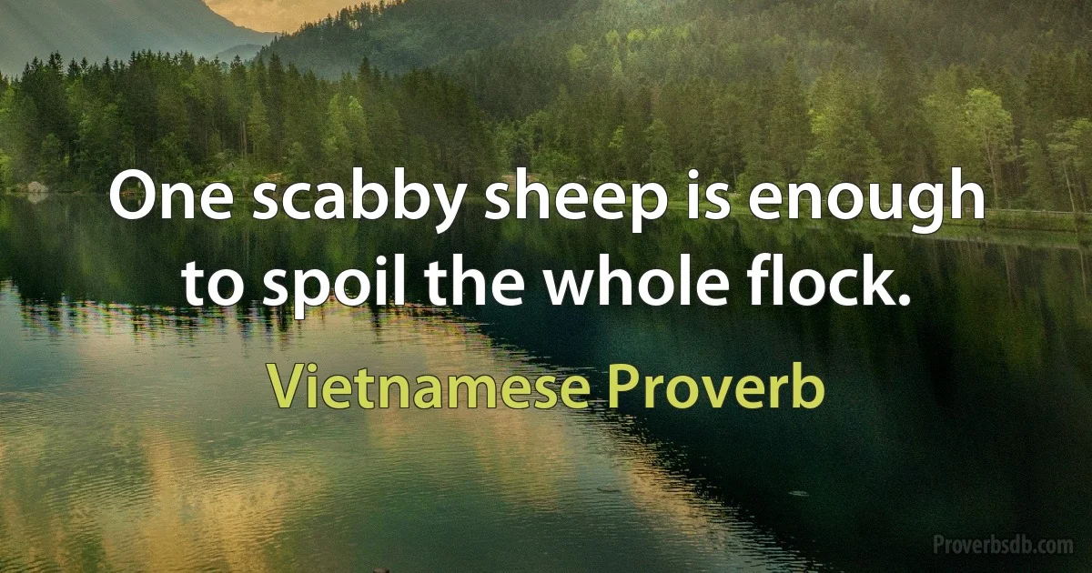 One scabby sheep is enough to spoil the whole flock. (Vietnamese Proverb)