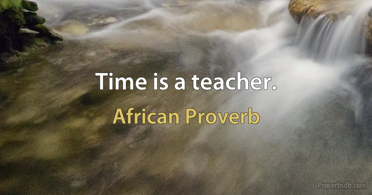 Time is a teacher. (African Proverb)