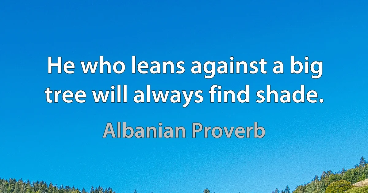 He who leans against a big tree will always find shade. (Albanian Proverb)