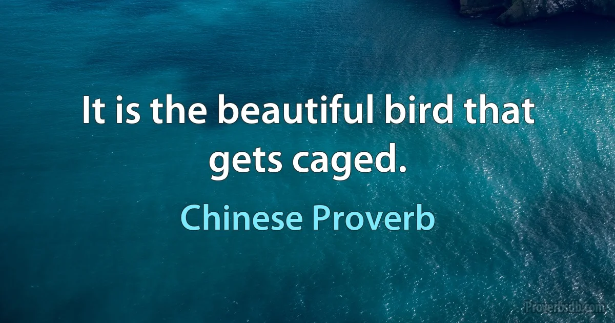 It is the beautiful bird that gets caged. (Chinese Proverb)