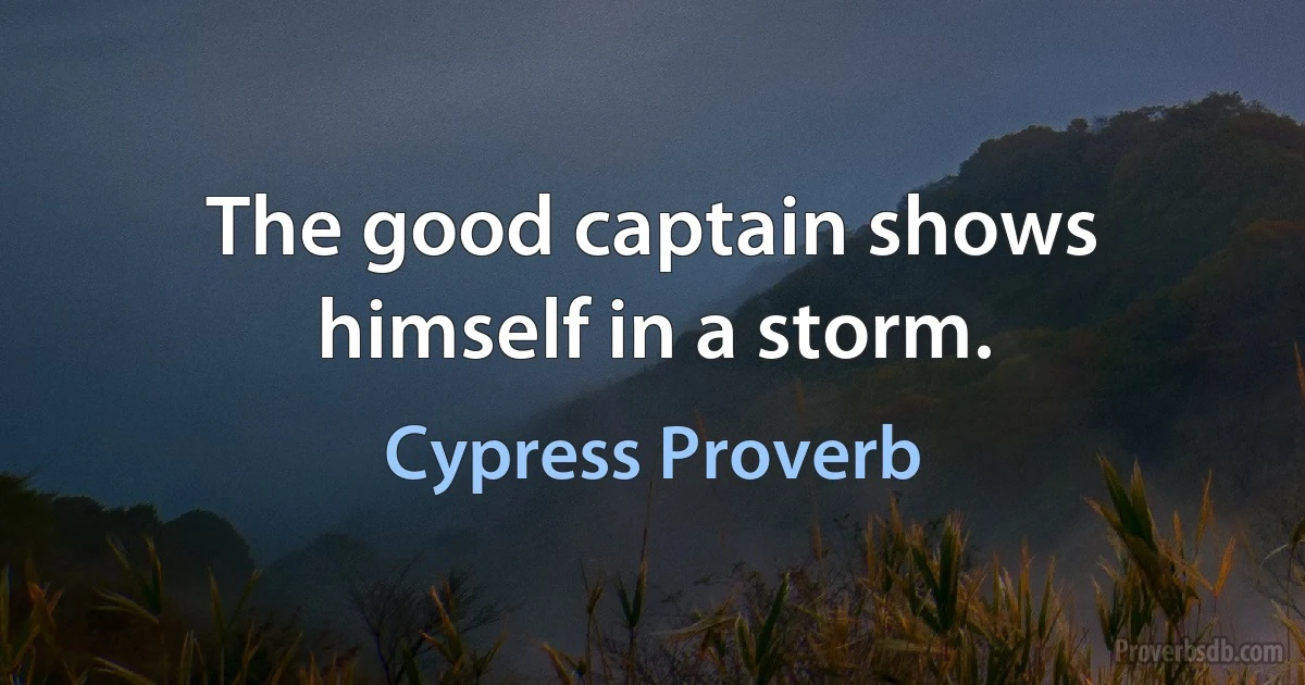 The good captain shows himself in a storm. (Cypress Proverb)